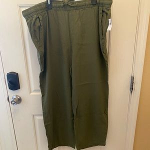 Old Navy Linen Wide Leg Pants in Green